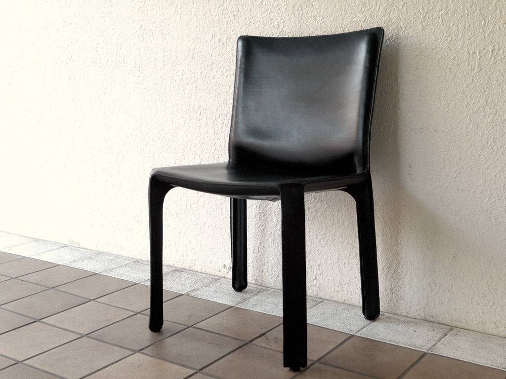カッシーナ Cassina キャブアームレスチェア #412 CAB 最高級本革 ブラック マリオ・ベリーニ MoMA 永久展示品 イタリアモダン 定価217,800円 中古品 買い取りしました。