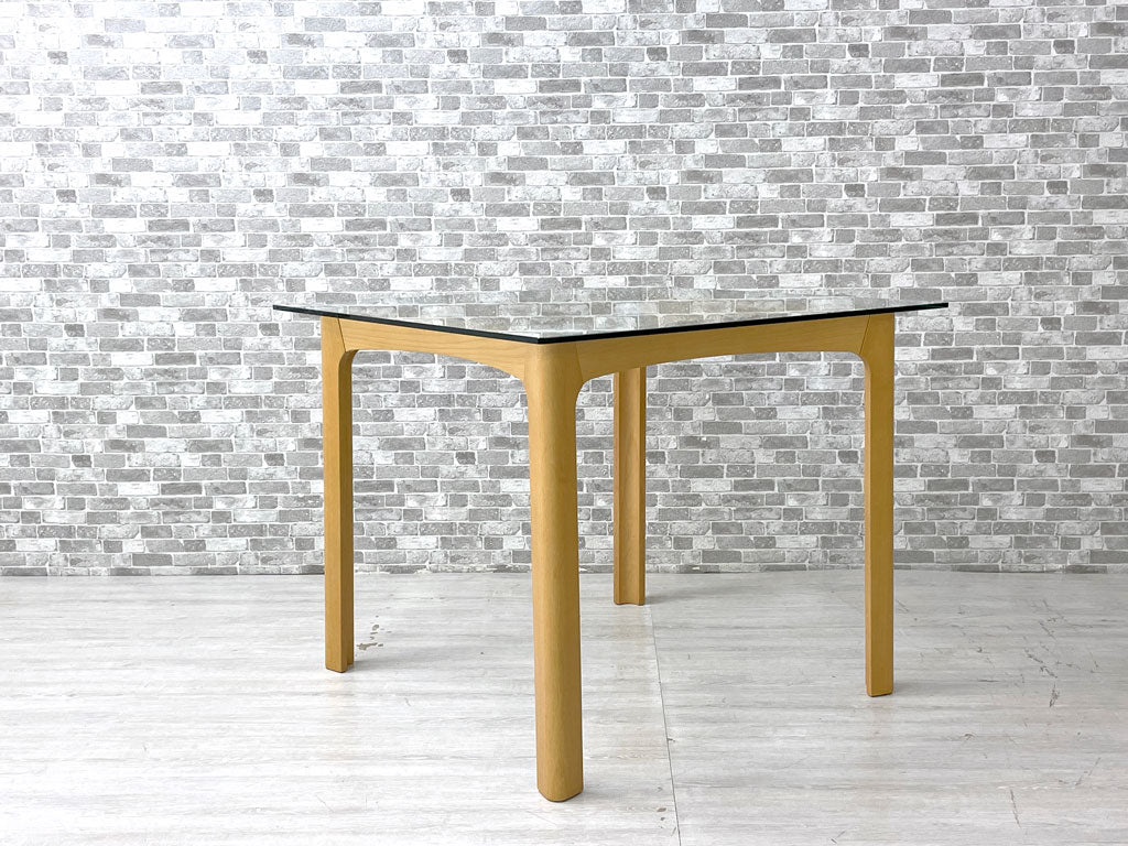 ワイスワイス WISE WISE AS-501B ダイニングテーブル ガラス天板 ビーチ材 プライウッド スクエア W90cm 中古品 買い取りしました。