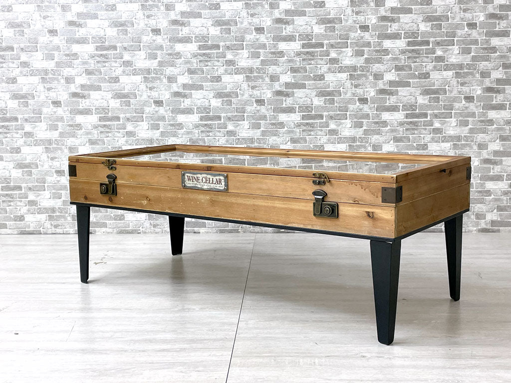カレデザイン KARE Design コレクター Collector コーヒーテーブル Coffee Table ローテーブル モミ無垢材 ベニヤ スチール ガラス 122×56cm 中古品 買い取りしました。