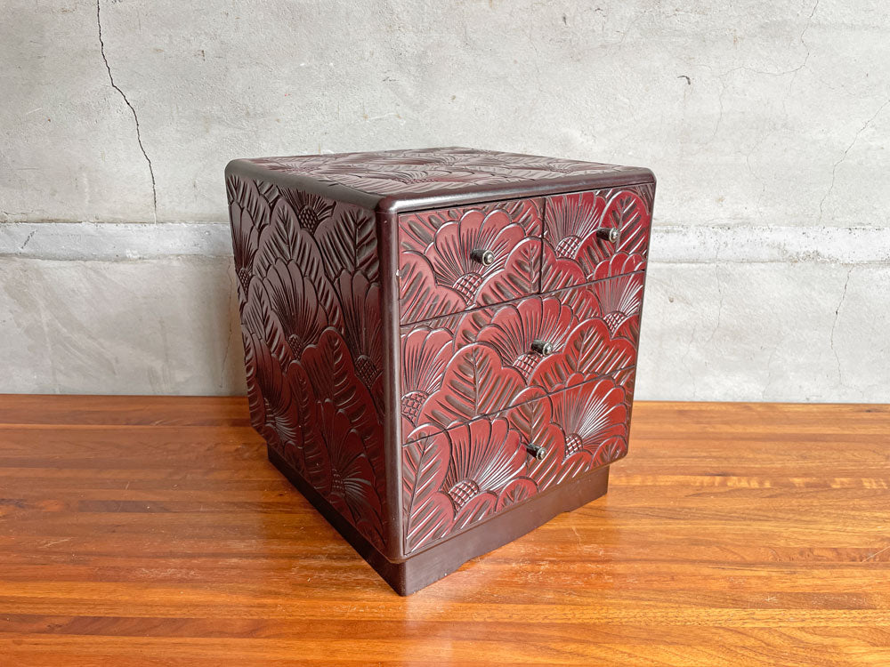 日光彫り 小引き出し 抽斗 三段 小箪笥 民芸品 伝統工芸 中古品 買い取りしました。