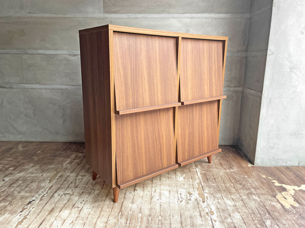 ビーカンパニー B-Company キャビネット ブックシェルフ フラップ扉 2列2段 ブラックウォールナット 定価\40,755- 中古品 買い取りしました。