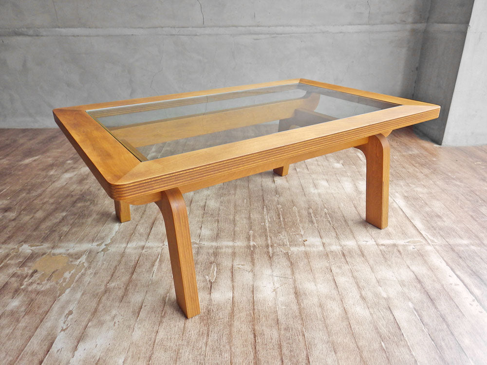 グラフ graf ナラティヴ Narrative サブロク 3/6 コーヒーテーブル ローテーブル リビングテーブル シナ材 ガラス天板 オイル仕上げ 中古品 買い取りしました。