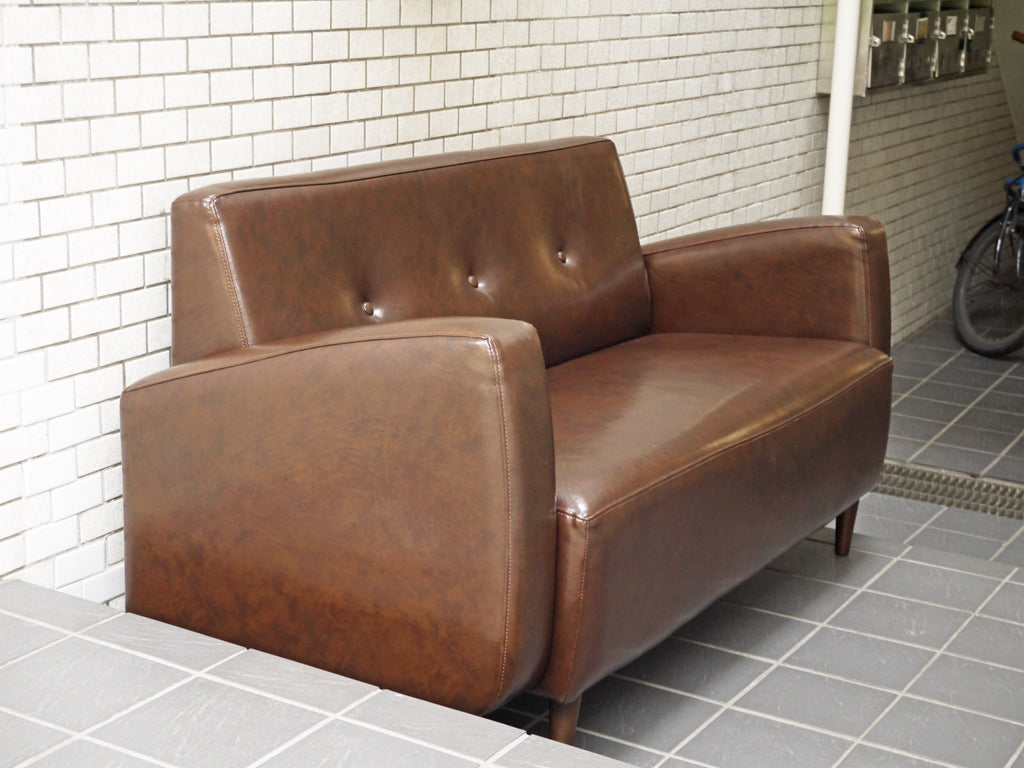 ビーカンパニー B-COMPANY ニューレザーソファ 2.5人掛け ブラウン PVCレザー　中古品 買い取りしました。