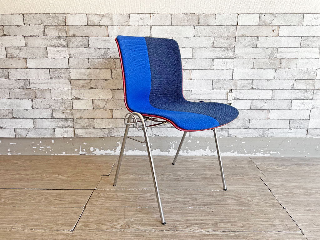 コトブキ KOTOBUKI 柳宗理 FRP サイドチェア 別注 レッドシェル ツートーンダークブルー Ribaco生地 スタッキングベース ジャパニーズミッドセンチュリー ビンテージ Midタイプ 中古品 買い取りしました。