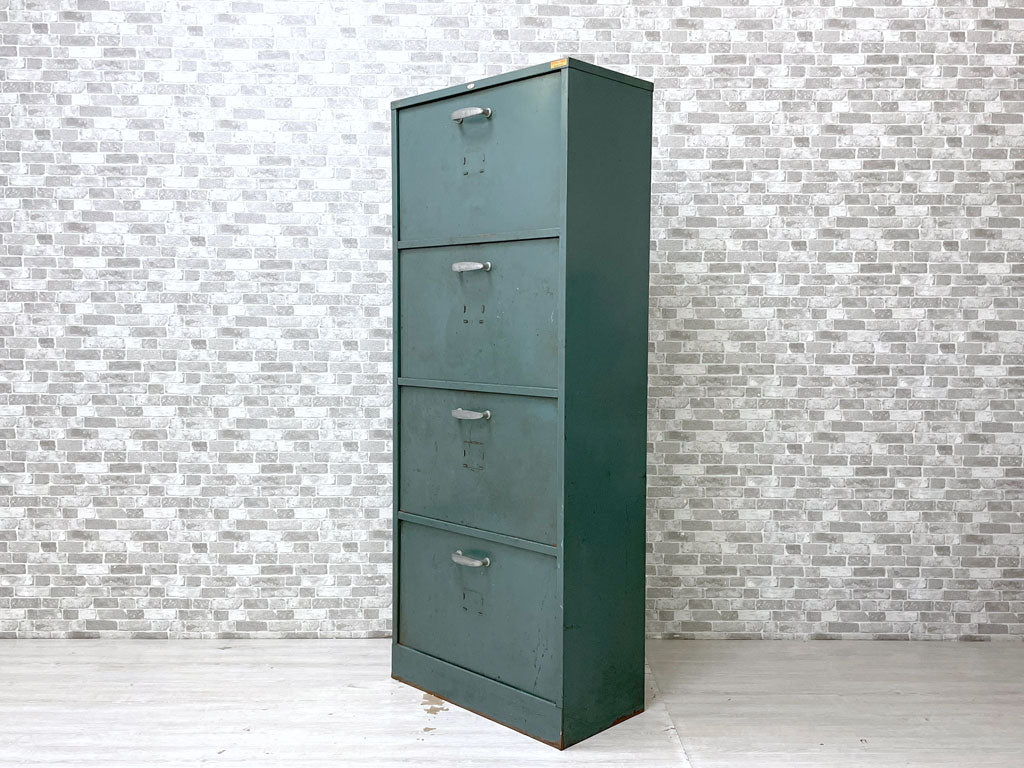 フランス ビンテージ French Vintage メタルキャビネット 4段 ファイリング インデックス  J.E.C. インダストリアルデザイン 中古品 買い取りしました。