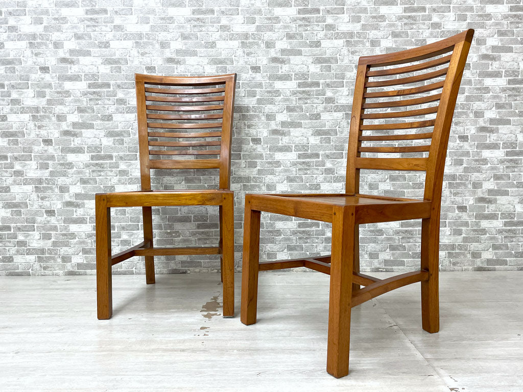 ギギリビング Gigi Living ギギliving チーク無垢材 チークチェアー wat4952 ダイニングチェア 2脚セット 板座 定価総額￥63,800- 中古品 買い取りしました。