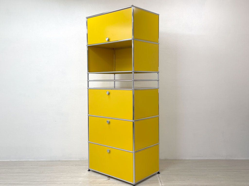 ユーエスエムハラー USMハラー USM Haller モジュラーファニチャー キャビネット シェルフ フリップアップドア ドロップダウンドア 1列7段 イエロー 定価￥473,738- 中古品 買い取りしました。