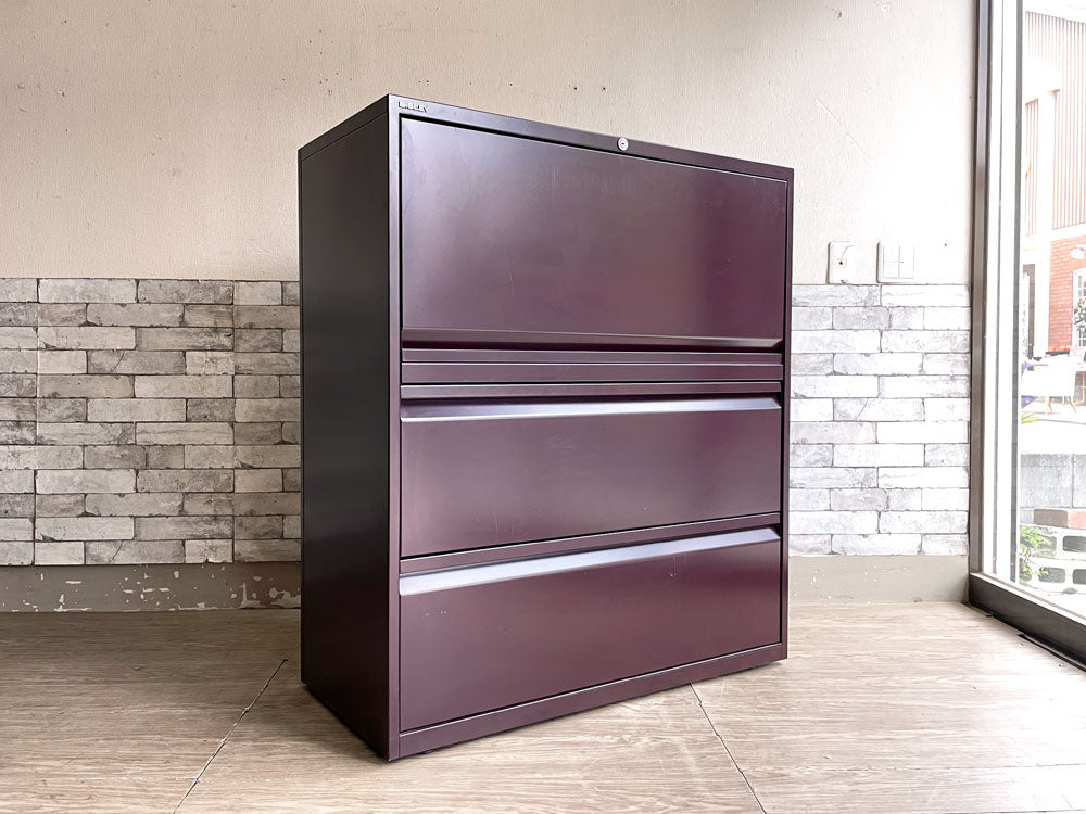 ビスレー BISLEY ラテラル LATERAL 08C303H ファイリングキャビネット ボルドー W100cm 受注生産品 フラップドア 抽斗2杯 カギ欠品 英国 中古品 買い取りしました。