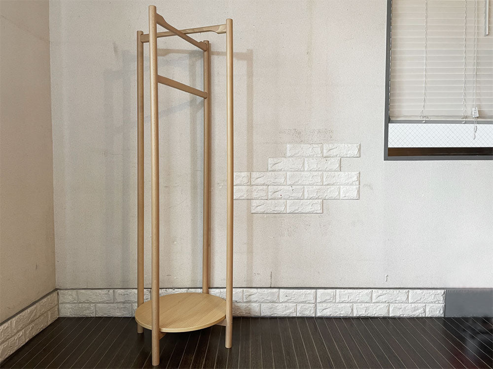 無印良品 MUJI ブナ材コートハンガー ハンガーラック H150cm ナチュラルカラー 棚付 イタリア製 廃番  中古品  買い取りしました。