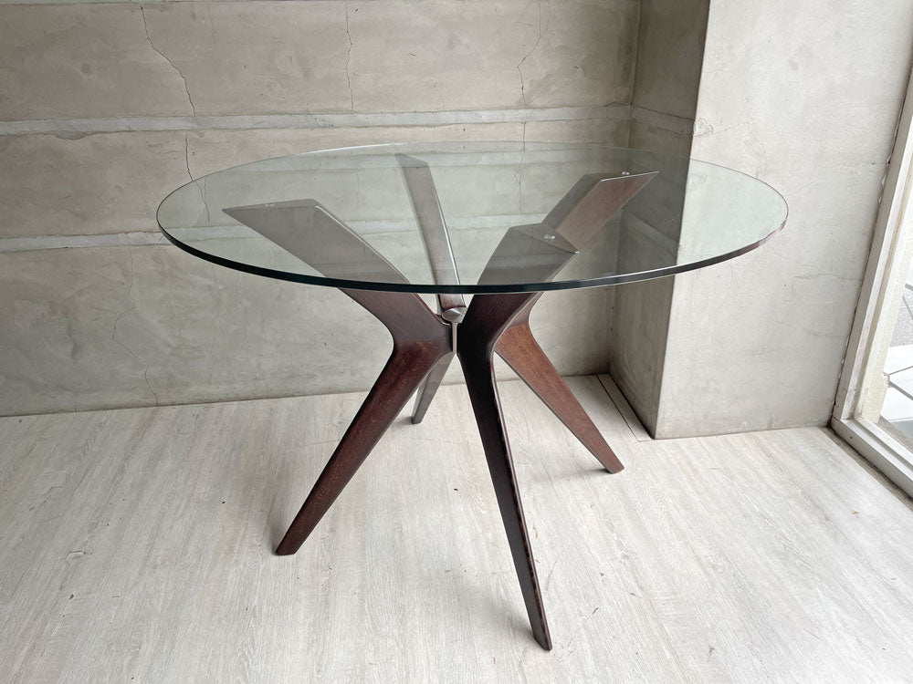 カリガリス Calligaris トーキョー Tokyo スモークガラス ラウンドテーブル ダイニングテーブル ビーチ材 ウェンジカラー    中古品 買い取りしました。