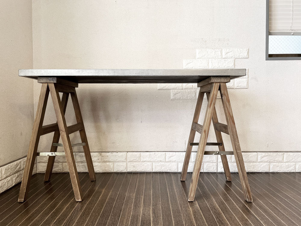 ノットアンティークス Knot antiques オルト OLTO SIDE DESK サイドデスク 作業台 トタン天板×馬脚 W120cm 折りたたみ 参考価格￥41,800- 廃番  中古品  買い取りしました。