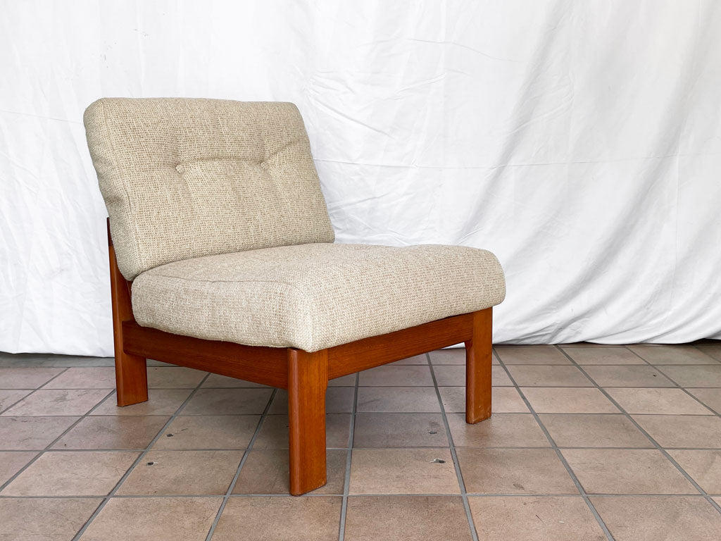 ジャパンビンテージ Japan Vintage ラウンジチェア 1人掛け ソファ チーク材 ファブリック ベージュ 古家具 ～ 友達みたいな日本の古家具 ～