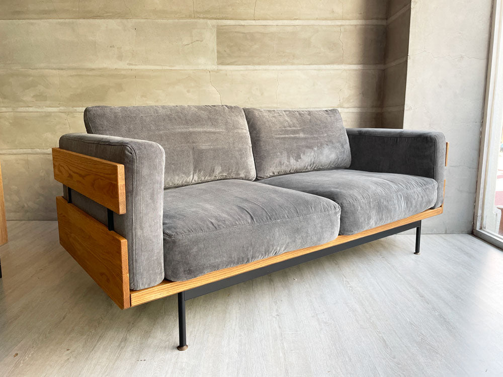 モモナチュラル Momo natural フォブ FOB スタンダード 3Pソファ ネイビー スチールレッグ コーデュロイ生地 参考定価￥217,500- 中古品 買い取りしました。