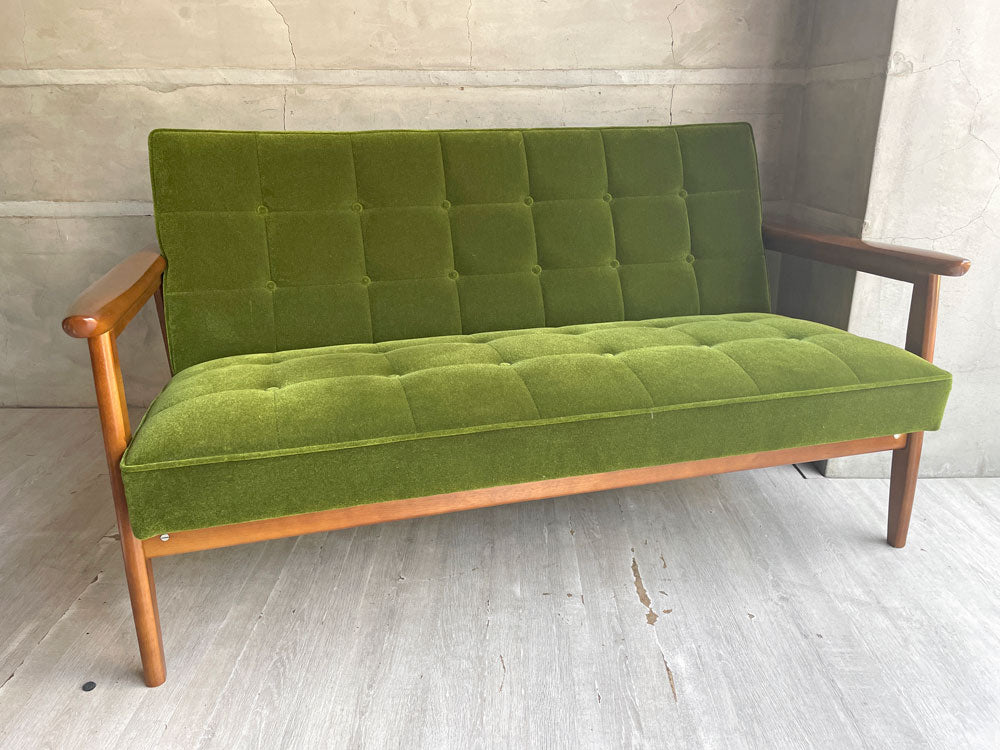 カリモク60 Karimoku60 Kチェア 2シーター ソファ モケットグリーン 60's ミッドセンチュリー レトロスタイル 中古品 買い取りしました。