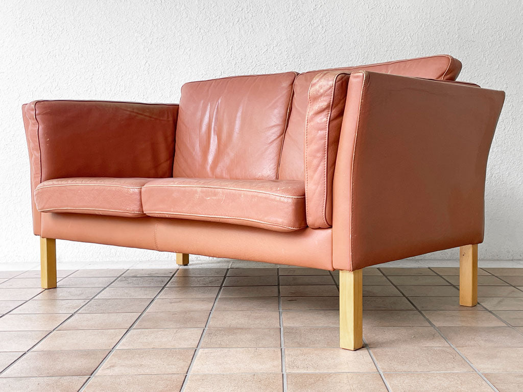デンマークビンテージ Danish Vintage 2人掛け ソファ レザー ブラウン ビーチ材 ボーエ・モーエンセンスタイル 北欧 中古品 買い取りしました。