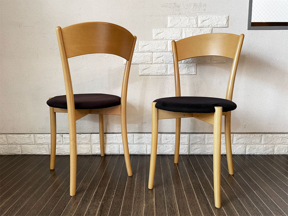 カリガリス Calligaris ビーチ材 ダイニングチェア ファブリック座面 ブラック 2脚セット イタリア モダンデザイン  中古品  買い取りしました。