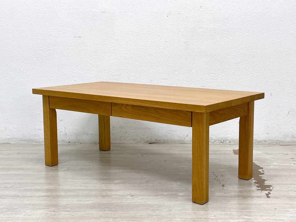 無印良品 MUJI 木製ローテーブル オーク無垢材 ナチュラル 抽斗2杯 W90×D45×H35cm シンプルデザイン 中古品 買い取りしました。