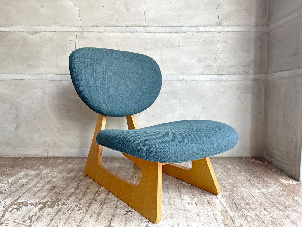 天童木工 Tendo 低座椅子 S-5016NA-ST ローチェア ナラ柾目 ファブリック ネイビー 長大作 和モダン 定価￥92,400-   中古品 買い取りしました。