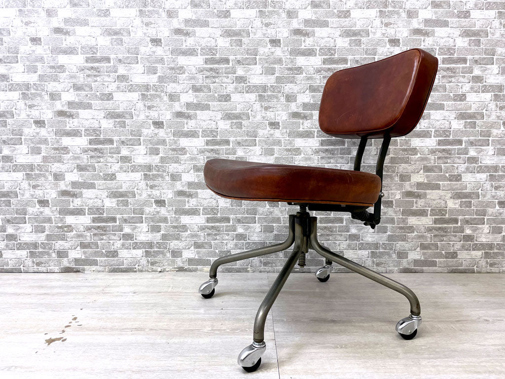 トラックファニチャー TRUCK FURNITURE デスクワークチェア DESKWORK CHAIR アームレス 本革 スチールフレーム 回転式座面昇降 買い取りしました。