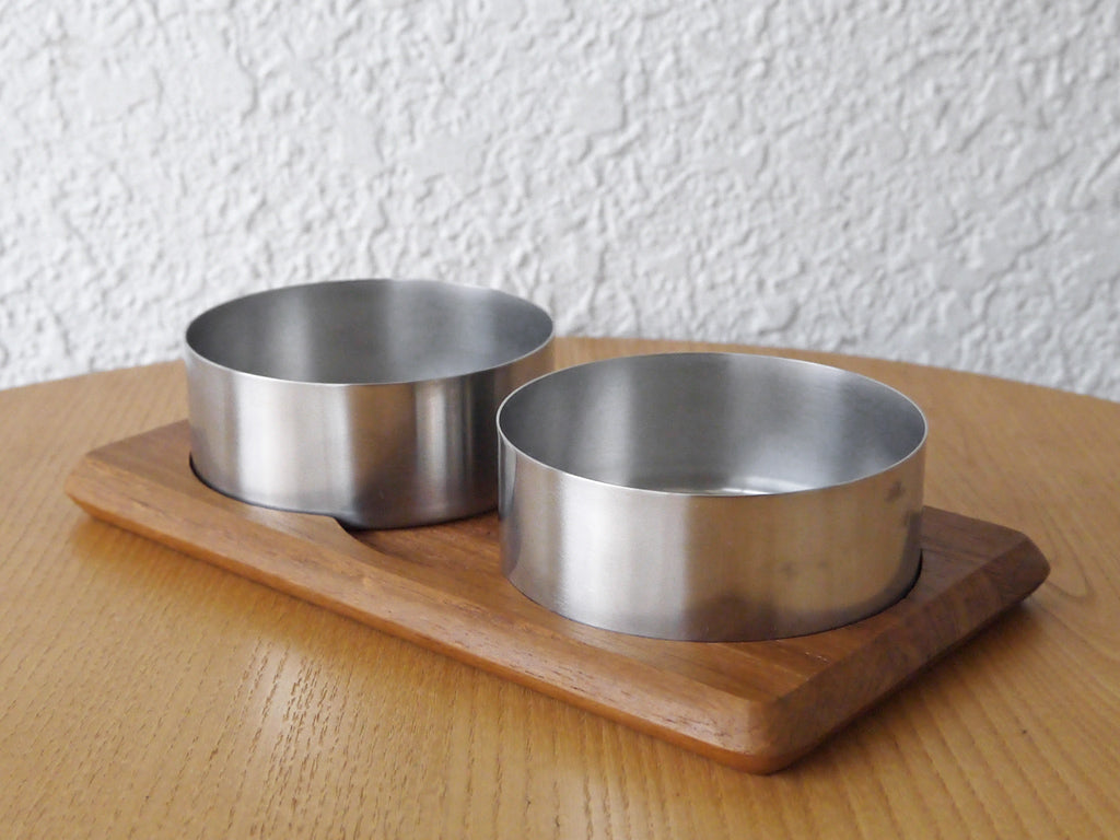 ステルトンStelton シリンダライン ビンテージ ジャムボウル＆チーク材トレイ アルネ・ヤコブセン Arne Jacobsen 北欧 デンマーク 中古品 買い取りしました。