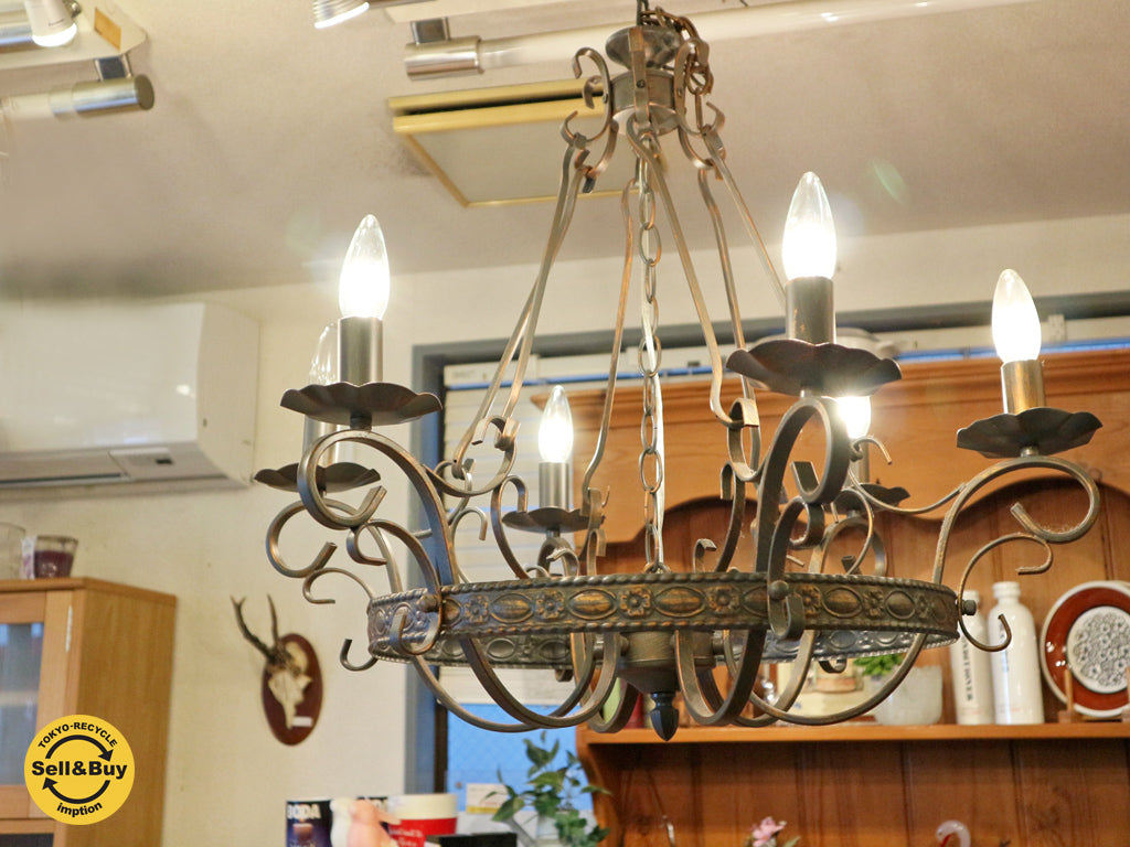 アンティ―ク Antique Style シャンデリア 6灯 照明 アイアン LED対応  買い取りしました。経堂店 出張買取もお任せ下さい。