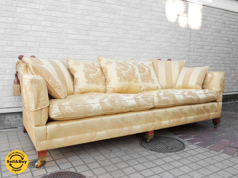 デュレスタ DURESTA トラファルガー 龍柄 ゴールド 3シーターソファ IDC大塚取扱い 定価約128万円   中古品 買い取りしました。