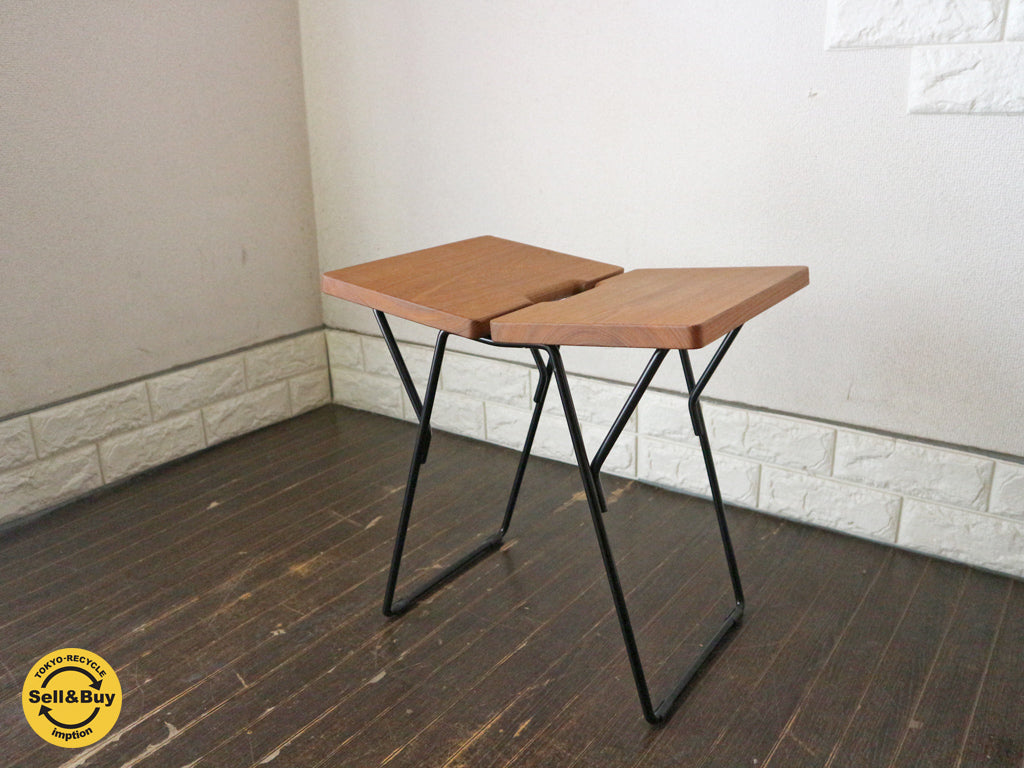 メトロクス METROCS ソリッドスツール Solid Stool チーク材 スチール脚 ブラック 渡辺力　中古品  買い取りしました。