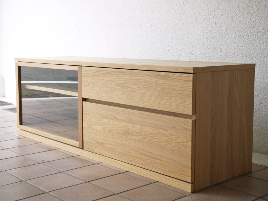 無印良品 MUJI 木製AVラック テレビボード オーク材 フラップドア 2ドロワー W150cm 中古品 買い取りしました。