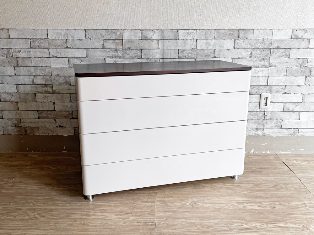 北欧モダン Scandinavian Modern 4段 ドロワーチェスト ローチェスト 箪笥 木製天板 メラミン ホワイト 収納家具 中古品  買い取りしました。