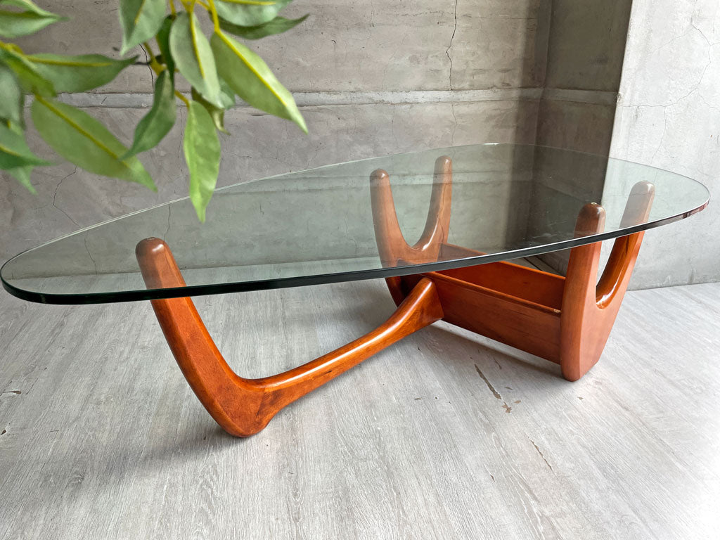 エイドリアン・パーソール Adrian Pearsall ガラストップ コーヒーテーブル リプロダクト 無垢材 ミッドセンチュリーデザイン 中古品 買い取りしました。