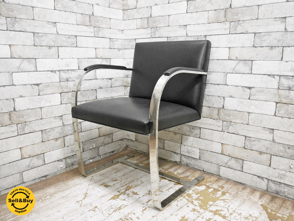 ノール Knoll ブルーノ brno フラットバー アームチェア カンティレバーチェア ミース・ファン・デル・ローエ デザイン  中古品 買い取りしました。