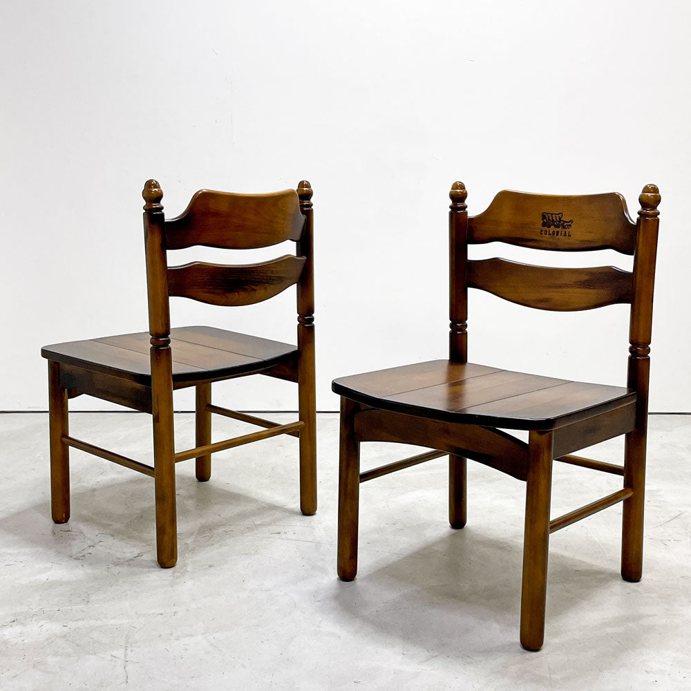 【祖師ヶ谷大蔵店】カリモク karimoku コロニアル ダイニングチェア ラダーバック 馬車 刻印 焼印 ビンテージ Vintage 2脚 買取させていただきました。