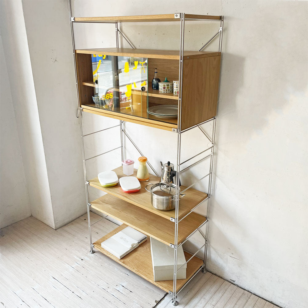 【下北沢店】無印良品 MUJI ステンレスユニットシェルフ ワイド オーク材棚板4枚 ガラス引戸木製ボックス 収納家具 買取させていただきました。