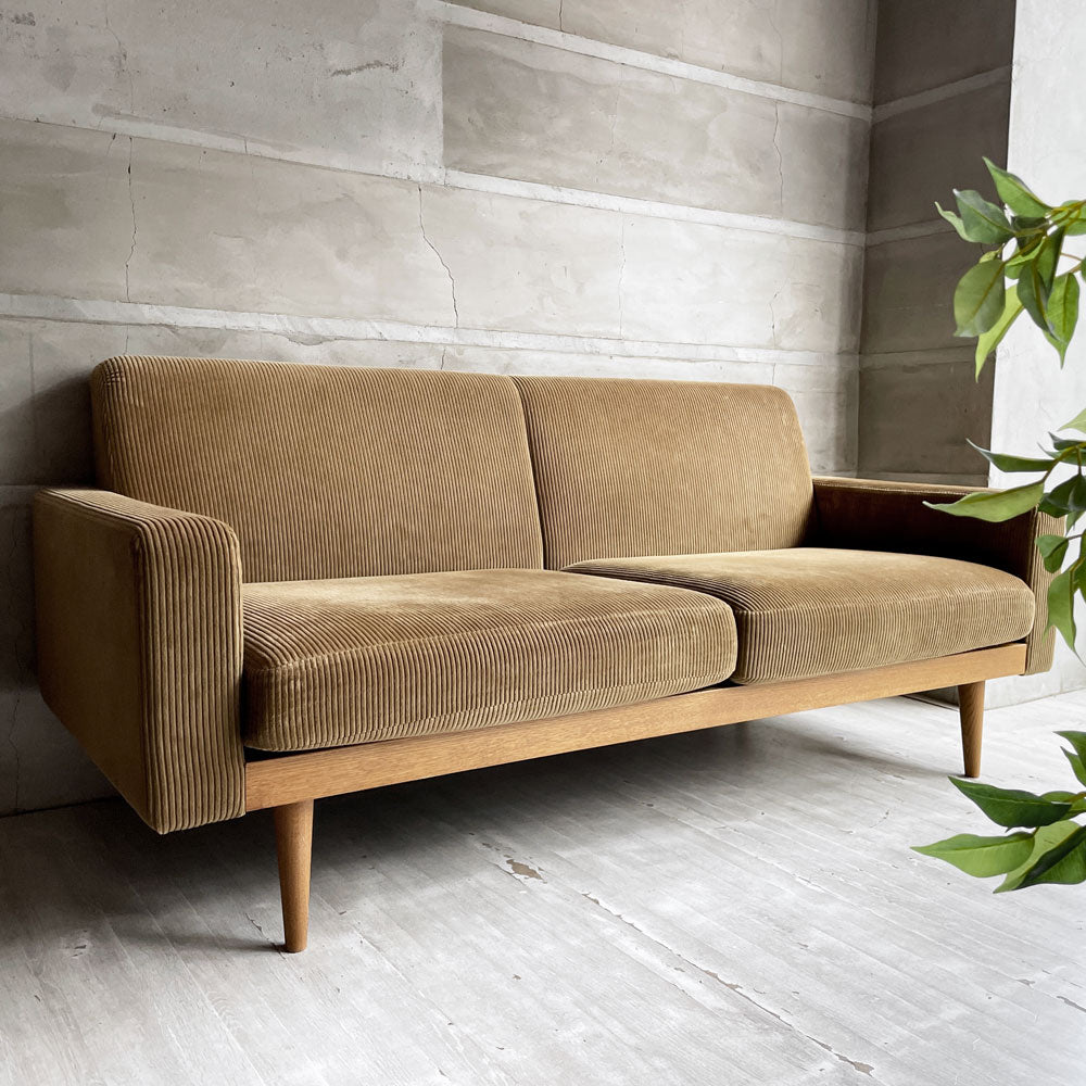 トラックファニチャー TRUCK FURNITURE トーチソファ TORCH SOFA 2P 2人掛けソファ F-21 グリーン コーデュロイ ナラ無垢材 ～ロングユースにオススメなソファ～