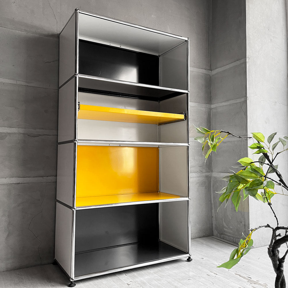 USMハラー USM Haller モジュラーファニチャー キャビネット シェルフ 1列4段 マルチカラー エクステンションシェルフ×1枚 スイス～集中力を高めるイエロー！～