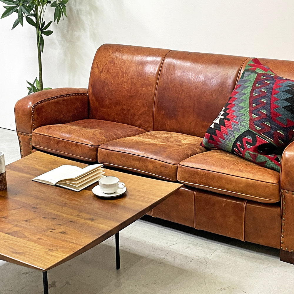 トラックファニチャー TRUCK FURNITURE レザーソファ LEATHER SOFA 3シーター 牛革 ブラウン～シックでドープで、「良い」レザーソファ～