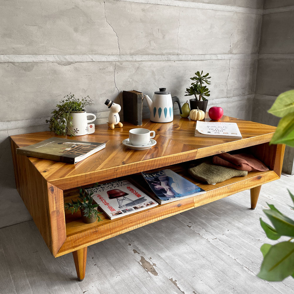 ウエストエルム West Elm アレクサ レクタングル コーヒーテーブル Alexa Rectangle Coffee Table ローテーブル AVボード パイン古材 廃番 ～ブルックリンで珈琲を～