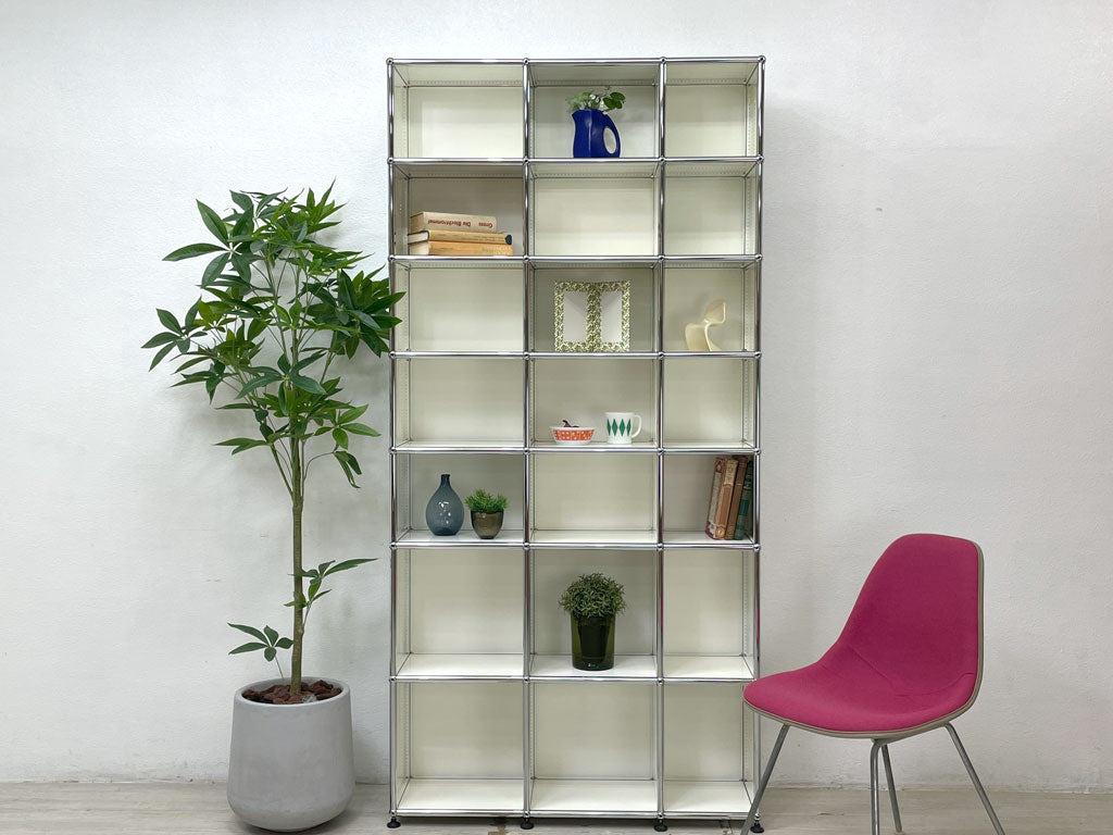 ユーエスエムハラー USMハラー USM Haller モジュラーファニチャー オープンシェルフ 3列7段 ピュアホワイト 本棚 飾り棚 キャビネット スイス 定価￥730,320- 中古品 買い取りしました。