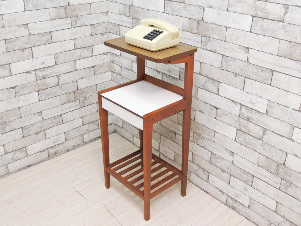カリモク karimoku テレフォンラック 電話台 デコラトップ 抽斗付 オールドカリモク ジャパンビンテージ Japan Vintage  中古品 買い取りしました。