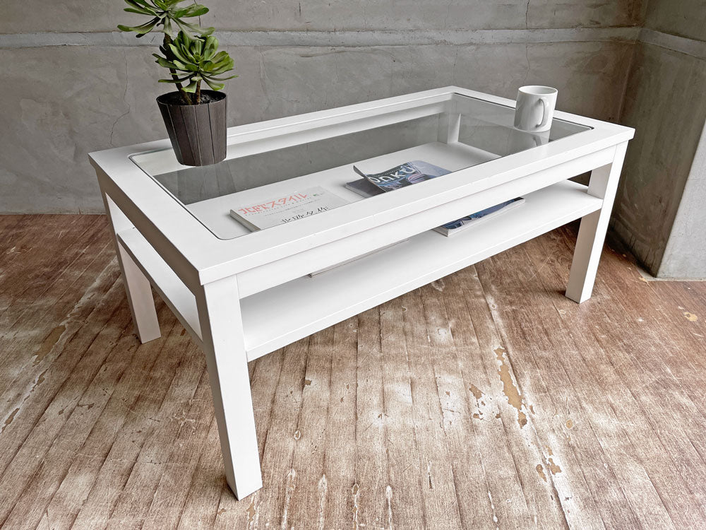 モモナチュラル Momo natural シエル CIELE ビット ガラストップ BIT GLASS TOP ローテーブル パイン材 定価\21,500- 中古品 買い取りしました。