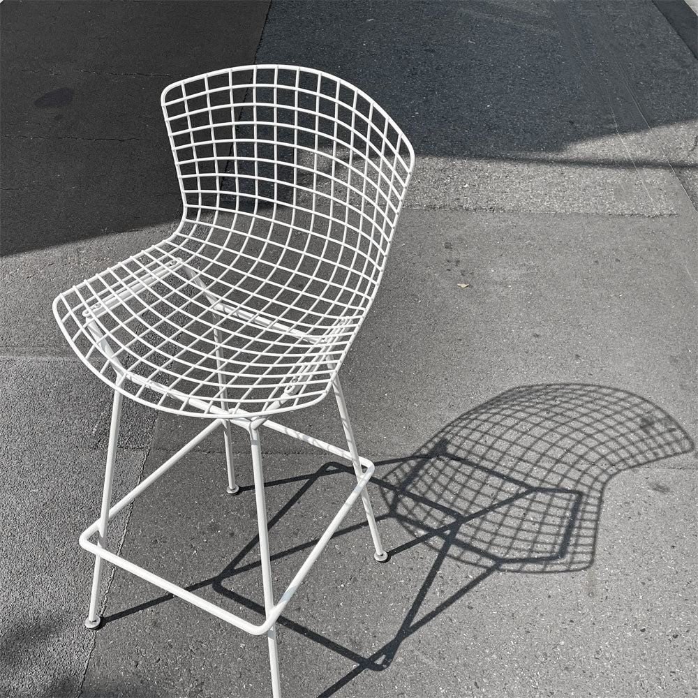 ノル Knoll Counter Height Stool カウンター ハイスツール ワイヤーチェア ホワイト ハリー・ベルトイア ミッドセンチュリー シートパッド付き ビンテージ ～彫刻家が表現する金属の造形美～