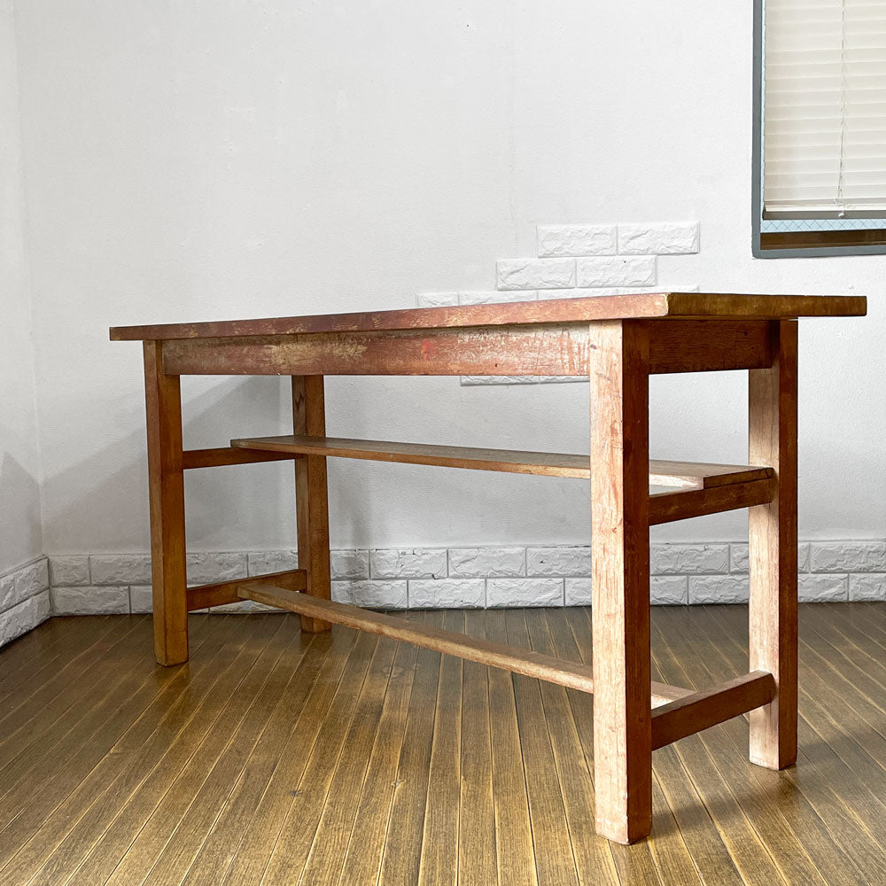 【経堂店】ビンテージ Vintage 木製 ワークテーブル コンソールテーブル アトリエテーブル 作業台 約 w150cm 店舗什器 買取させていただきました。