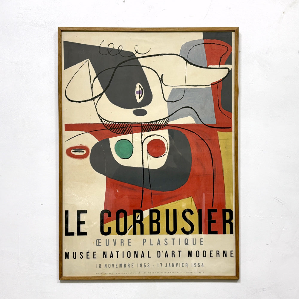 【祖師ヶ谷大蔵店】ル・コルビジェ Le Corbusier, Oeuvre Plastique, Musée National d'Art Moderne, 1953 ムルロ工房 ビンテージリトグラフポスター フレーム付 ル・コルビュジエ 展覧会 希少 買取させていただきました。