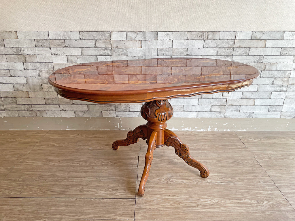 アッティカ ATTICA クラシカルデザイン ダイニングテーブル オーバル 象嵌 インレイ W135 猫脚 イタリア 中古品  買い取りしました。