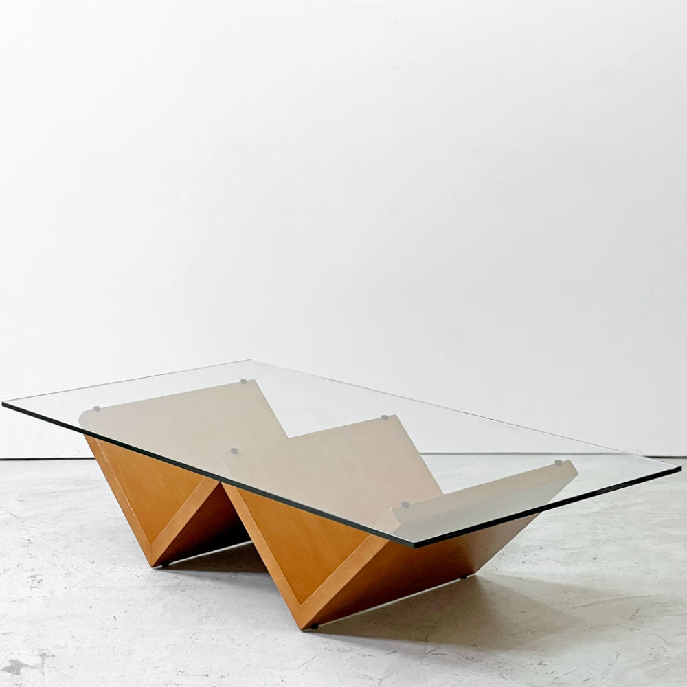 【祖師ヶ谷大蔵店アルフレックス arflex モンターニャ MONTAGNA センターテーブル ローテーブル ガラストップ チェリー材 W150cm 川崎文男 モダンデザイン 買取させていただきました。