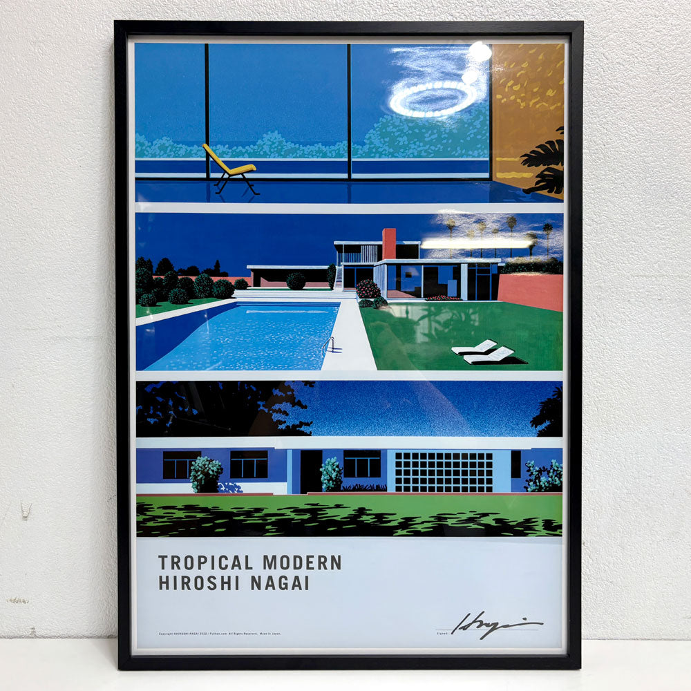 【祖師ヶ谷大蔵店】永井博 トロピカルモダン ポスター TROPICAL MODERN POSTER side-B 55.5×77cm 直筆サイン シティポップ 額装品 買取させていただきました。