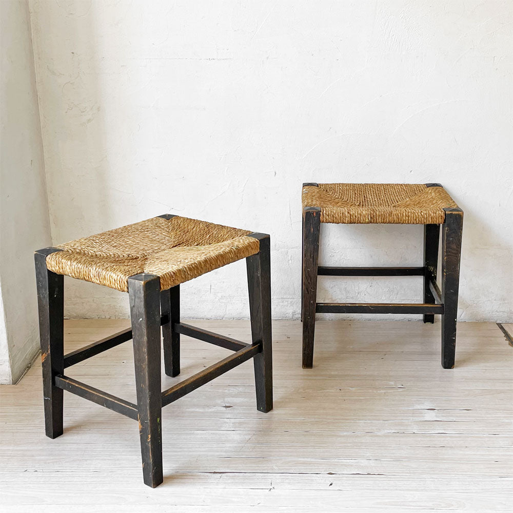 【下北沢店】民芸家具 ビンテージ Vintage ラッシ編み スツール 民藝 和モダン 和家具 計2脚 買取させていただきました。