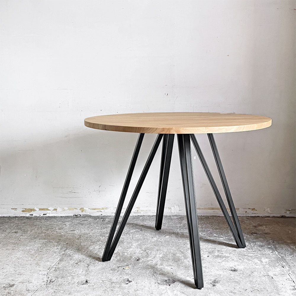 【自由が丘店】かなでもの KANADEMONO ザ・カフェテーブル THE CAFE TABLE ラバーウッド ラウンド Φ90cm スチール ナチュラル × ブラック 買取させていただきました。