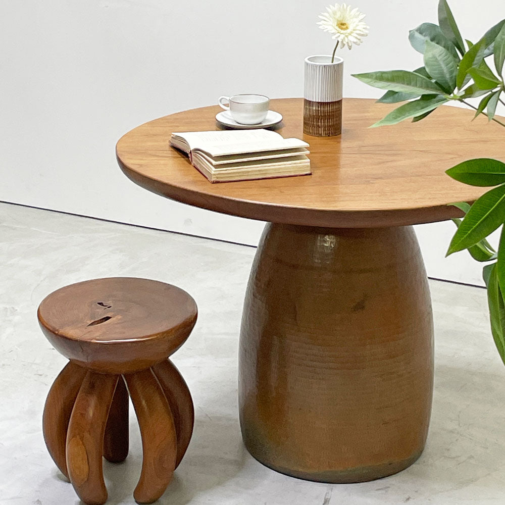 ヨーガンレール Jurgen Lehl ババグーリ Babaghuri チーク無垢材天板 鍛金銅脚 ダイニングテーブル ～教科書のない世界～