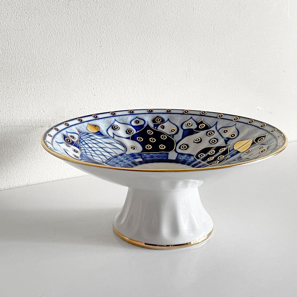 【自由が丘店】インペリアル ポーセリン IMPERIAL PORCELAIN 高台皿 ブルー 金彩 ボウル 深皿 陶器 ロシア食器 買取させていただきました。